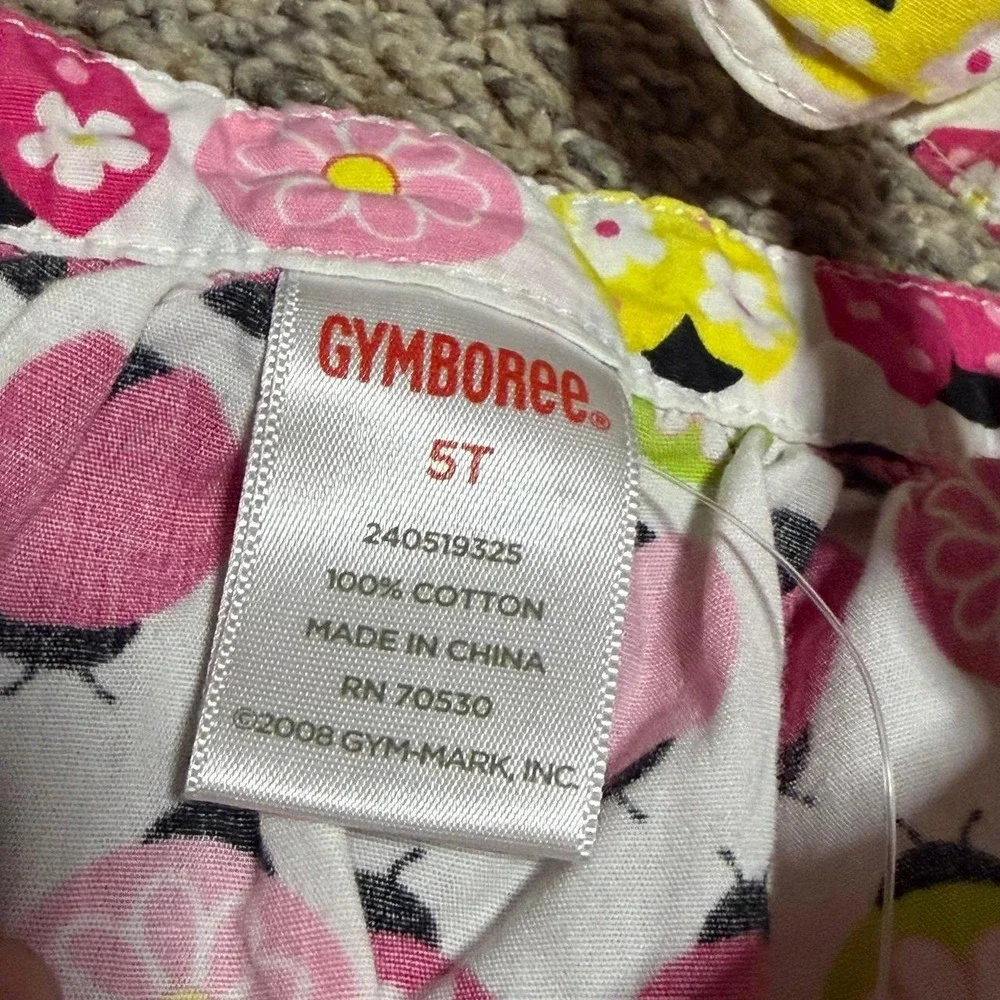 Gymboree Girls 5T Ladybug Floral Tank Top Pink Yellow Green Summer Y2K